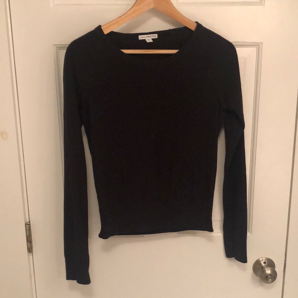 James Perse size 1 L/S Black Cotton Top